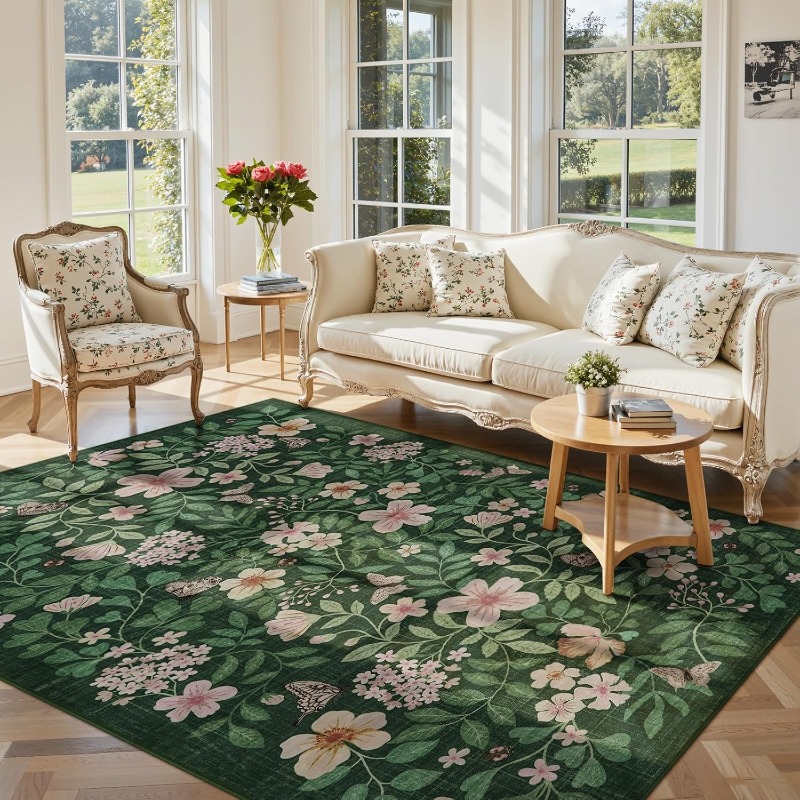 Printing On Commercial - Tapis de salon à fleurs, Vintage,
