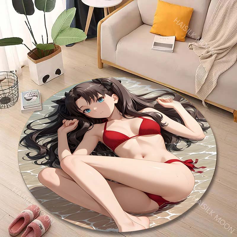Printing On Commercial - Tapis rond imprimé bikini rouge sur