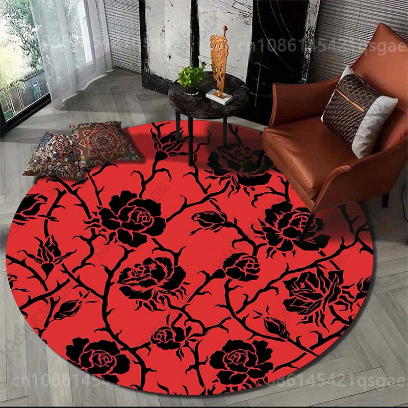 Printing On Commercial - Tapis rond imprimé avec des roses