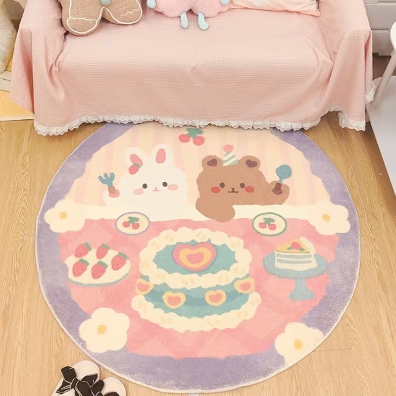 Commercial Printing Services - Tapis rond imprimé lapin et ours,