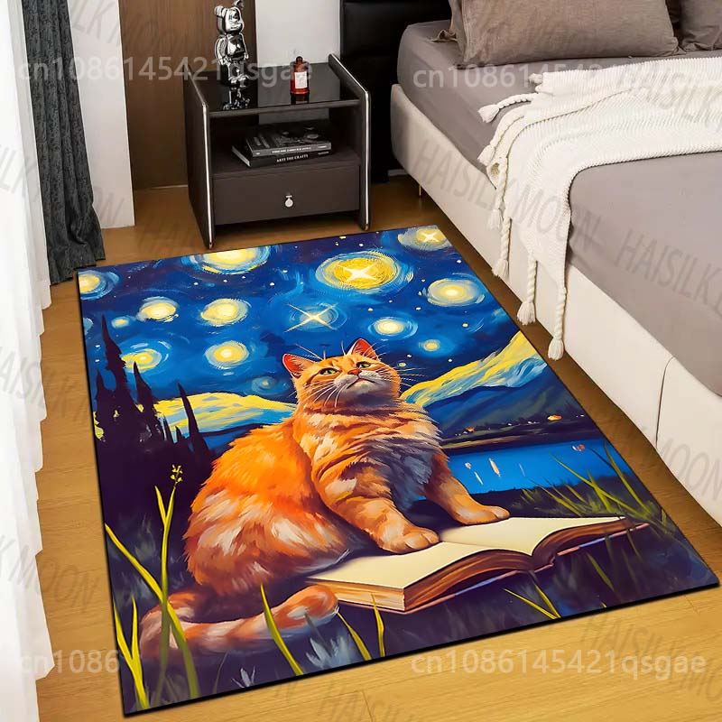 Printing On Commercial - Tapis imprimé avec chat assis sur